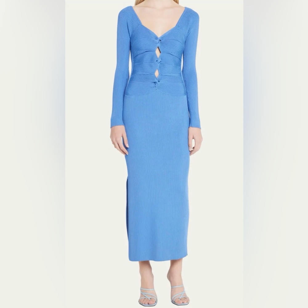 Cult Gaia Melissa Blue Ribbed Knit Dress